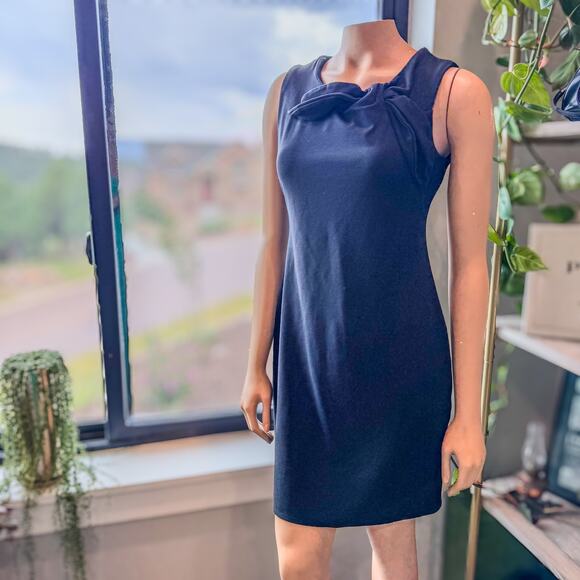 Banana Republic, Black Bow-Neck Ponte Sheath Dress, Women’s Size 6, Classic - Picture 3 of 8